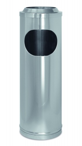 Litter bin with ashtray mesh top, stainless steel - Ø; 20x60 cm