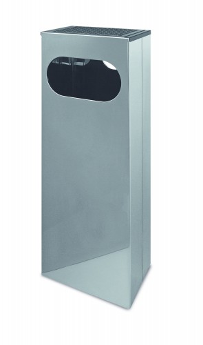 Stainless steel litter bin with dish and mesh cover - cm 30x20x80 h