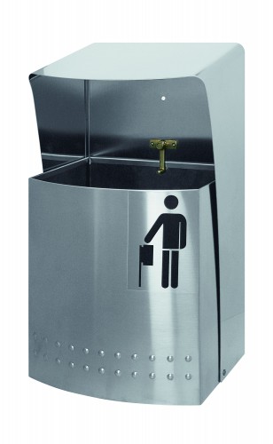 Outdoor wall-mounted litter bin - satin finished stainless steel - cm 28x25x49