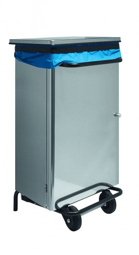 Stainless steel waste bin - 90 L- Pedal operated opening,  stainless steel lid