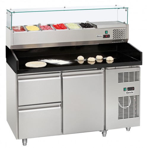 Pizza refrigerated counter W1400,with cool top with 1 door, 2 drawers