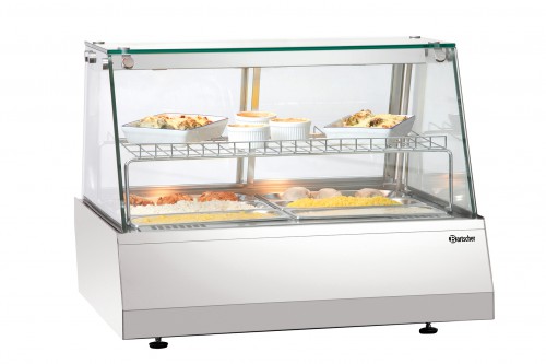 Hot counter 2/1GN, straight glass