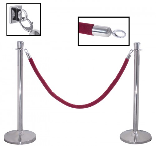 Barrier Post and Ropes (150 cm Black Velvet Rope)