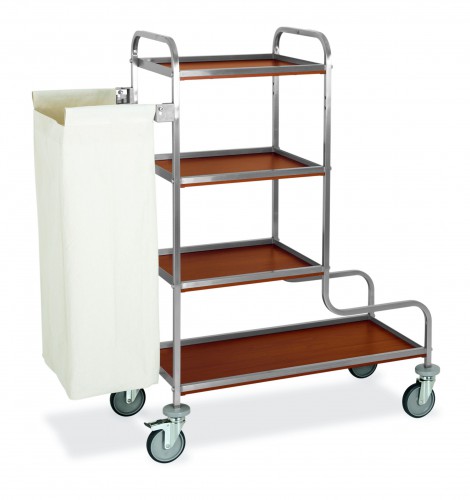 Chambermaid trolleys, 4 shelves, 1 canvas bag