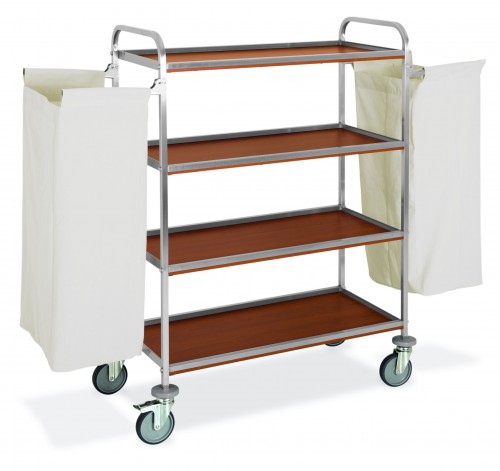 Chambermaid trolleys with melamine-faced shelves - 81-120x52x137cm