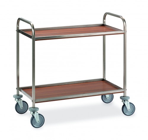 Stainless steel trolleys - 2 Melamine-faced shelves - cm 81x52x95