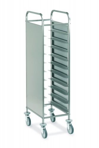 EN Tray trolleys - Stainless steel panels on 2 sides - Loading capacity 10 EN