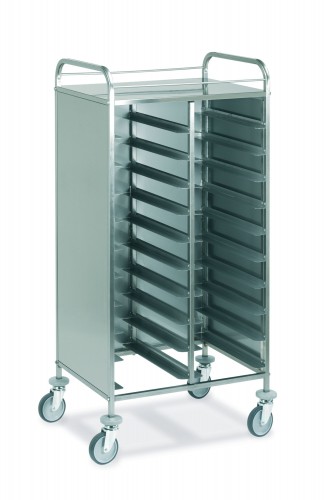 GN Tray trolleys - Stainless steel panels on 3 sides - Loading capacity 10 1/1GN