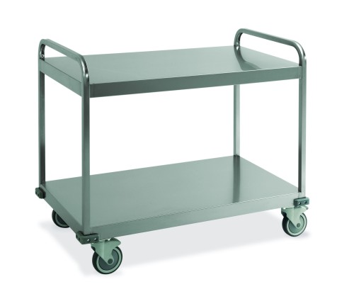 Heavy duty stainless steel service trolleys - 3 deep tray shelves - cm 108x61x93