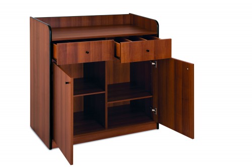 Service cabinets melamine wengè, 1 door, 1 open compartment, 2 drawers