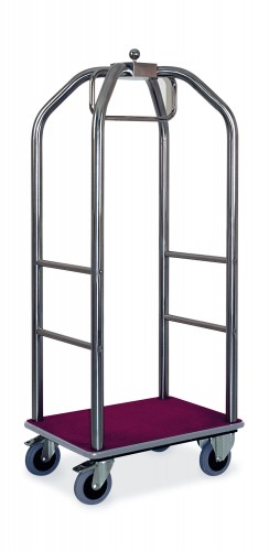 Satin stainless steel birdcage luggage carts - Carpet deck black colour cm 99x59x189