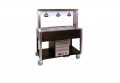 Hot buffet mobile counters with fixed  sneeze guard - 2x1/1 GN - wengè stained