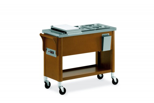 Wood trolleys - wengè finish - Bain Marie heating - 3x 1/2 GN