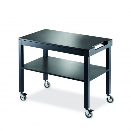 Wooden laquered trolleys - charcoal color - 2 shelves - plate support and dome