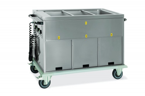 Bain Marie trolleys - Single well  4x1/1 GN - 1 Heated lower compartment, 2 refrigerated