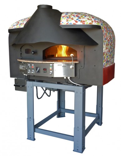 Mixed rotating gas-wood-burning pizza oven Colorful Mosaic