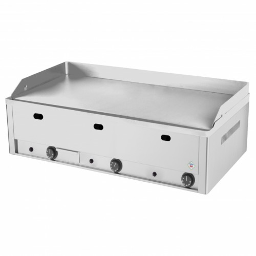 Fry top gas with smooth stainless steel surface