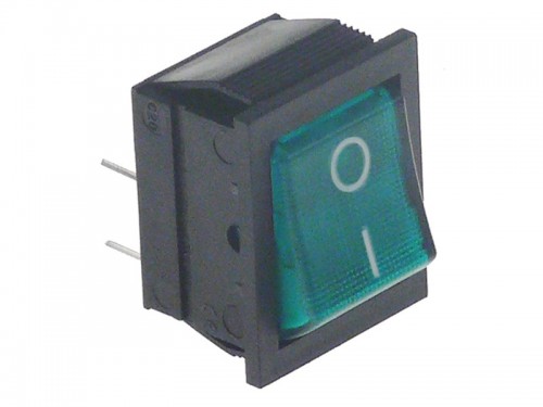 2 poles rocker switch 26,5 x 22mm green 