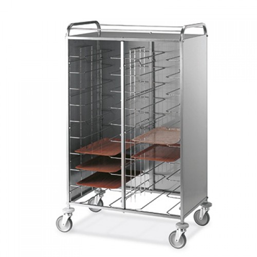 Universal Tray trolley - 3-side stainless steel panels