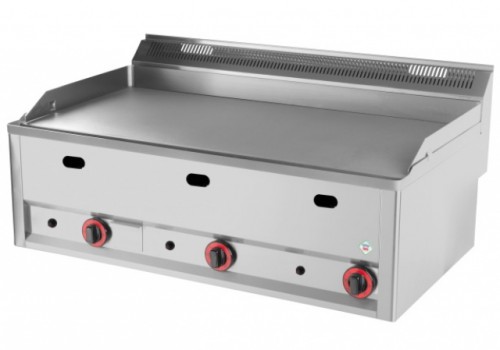 Fry top gas with smooth stainless steel surface