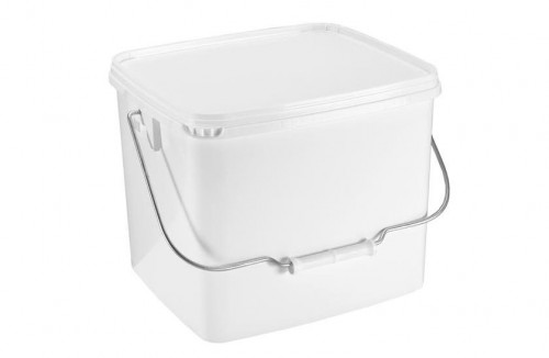 Rectangular bucket - with metal handle + plastic grip