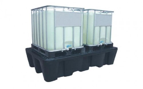 Safety collecting tub with grid for 2 IBC